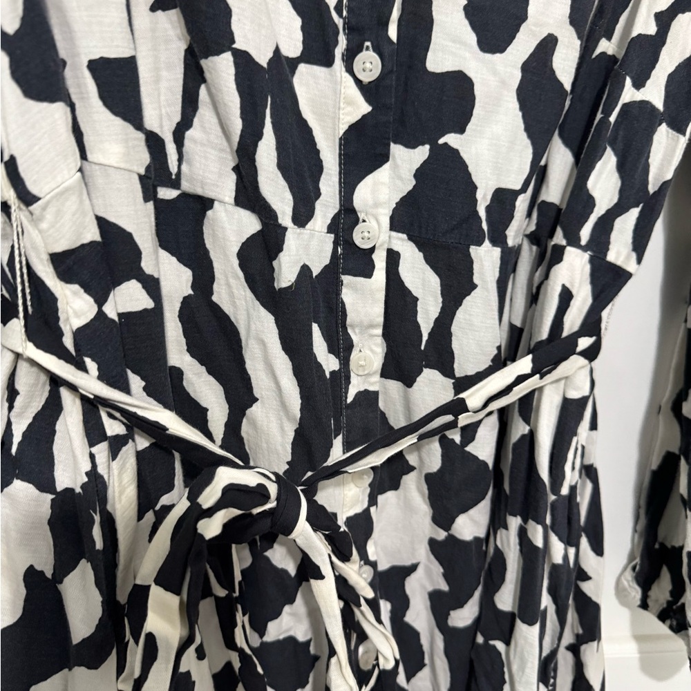 ava & viv black & cream longsleeve print buttondown shirtdress 1X - Picture 4 of 8